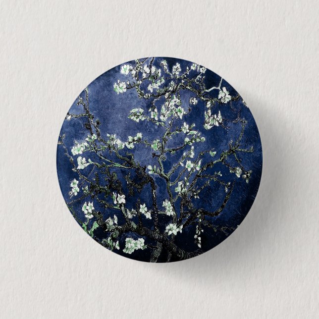 Van Gogh Almond Blossoms Midnight Blue 3 Cm Round Badge (Front)