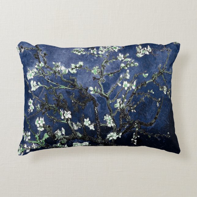 Van Gogh Almond Blossoms Midnight Blue Decorative Cushion (Front)