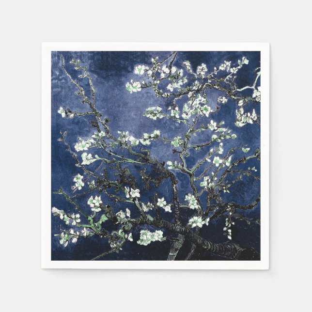 Van Gogh Almond Blossoms Midnight Blue Napkin (Front)