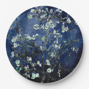 Van Gogh Almond Blossoms Midnight Blue Paper Plate