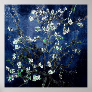 Van Gogh Almond Blossoms Midnight Blue Poster