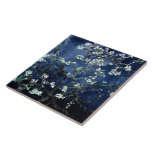 Van Gogh Almond Blossoms Midnight Blue Tile<br><div class="desc">Artist: Vincent Van Gogh
Title: Almond Blossoms
Altered colour by 2sweet4wordsDesigns</div>