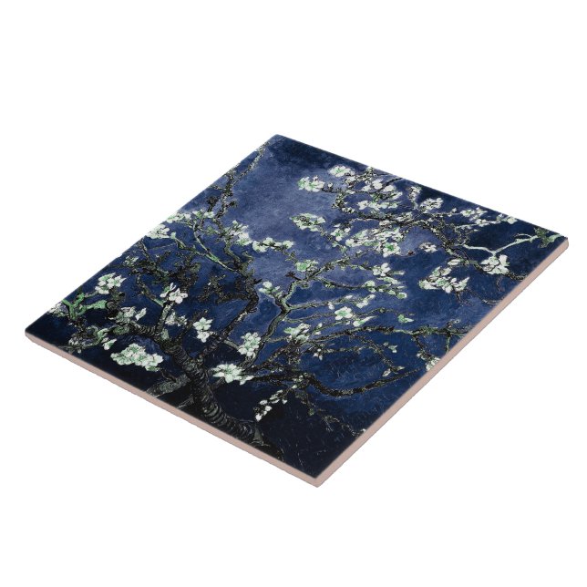 Van Gogh Almond Blossoms Midnight Blue Tile (Side)