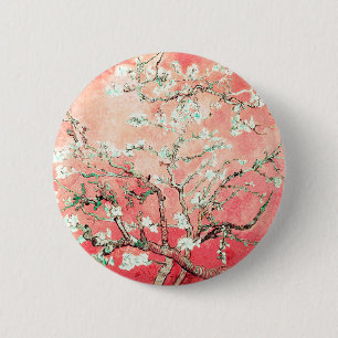 Van Gogh Almond Blossoms Peach 6 Cm Round Badge