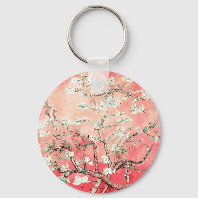 Van Gogh Almond Blossoms Peach Key Ring (Front)