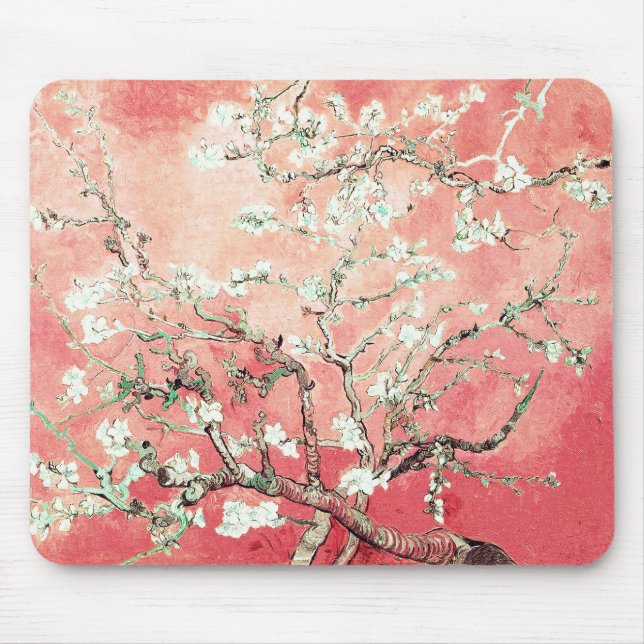 Van Gogh Almond Blossoms Peach Mouse Mat (Front)