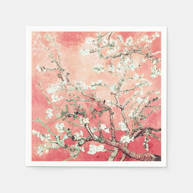 Van Gogh Almond Blossoms Peach Napkin (Front)