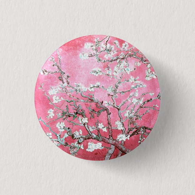 Van Gogh Almond Blossoms Pink Blue 3 Cm Round Badge (Front)