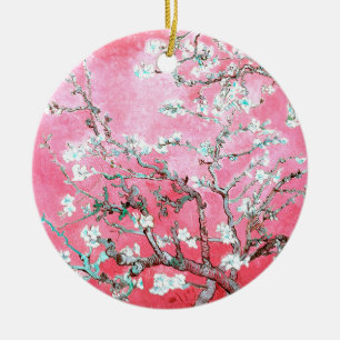 Van Gogh Almond Blossoms Pink Blue Ceramic Tree Decoration