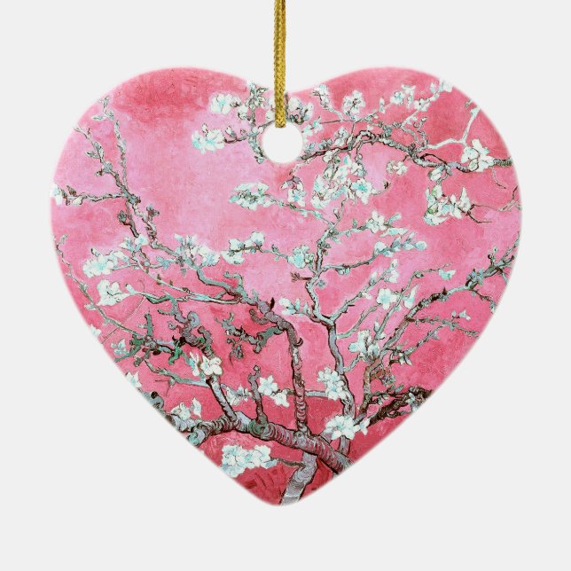 Van Gogh Almond Blossoms Pink Blue Ceramic Tree Decoration (Back)
