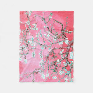 Van Gogh Almond Blossoms pink blue Fleece Blanket