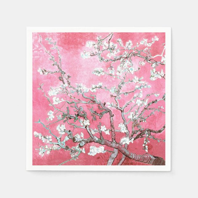 Van Gogh Almond Blossoms Pink Blue Napkin (Front)