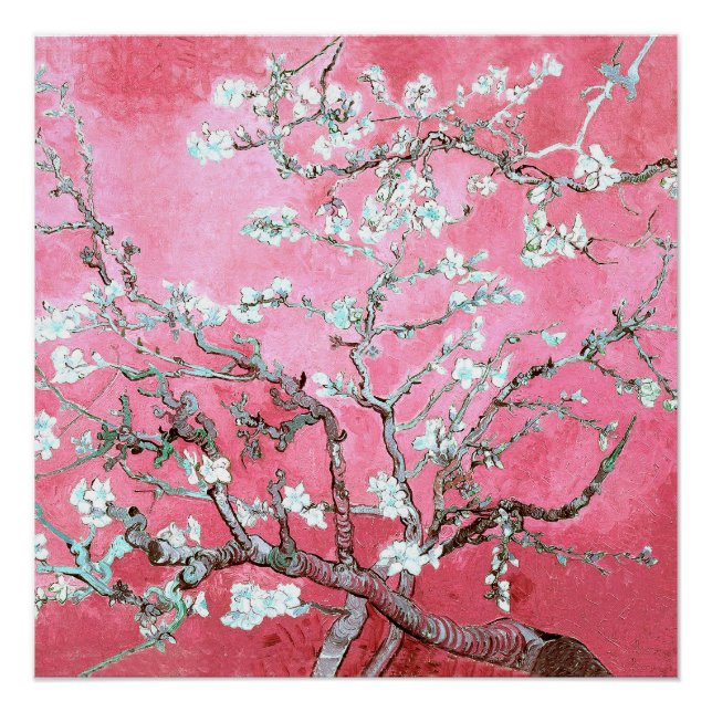 Van Gogh Almond Blossoms pink blue Poster (Front)