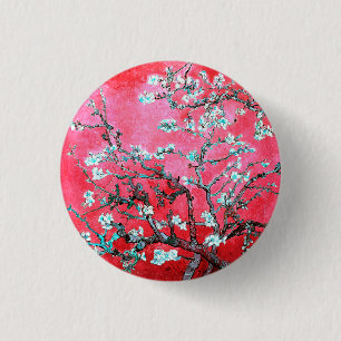 Van Gogh Almond Blossoms Red blue  3 Cm Round Badge