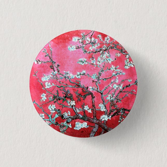Van Gogh Almond Blossoms Red blue  3 Cm Round Badge (Front)