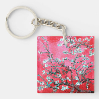 Van Gogh Almond Blossoms Red blue  Key Ring