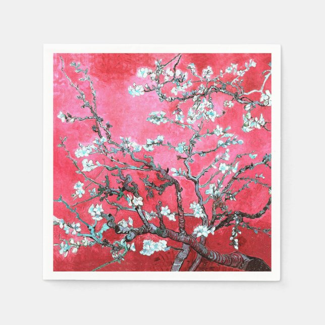 Van Gogh Almond Blossoms Red blue  Napkin (Front)