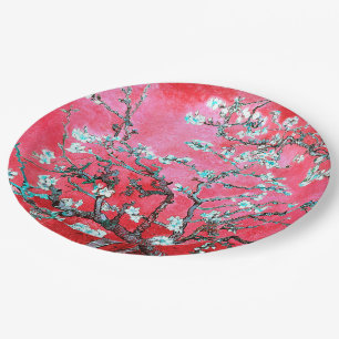 Van Gogh Almond Blossoms Red blue Paper Plate