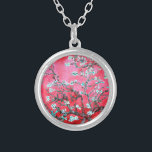 Van Gogh Almond Blossoms Red blue  Silver Plated Necklace<br><div class="desc">Pinkish Red Almond Blossoms by Vincent Van Gogh colour alteration copyright 2sweet4wordsDesigns/ PureVintage Love Pinkish Red Almond Blossoms for an artistic touch to Personal Style, Wedding Party, Baby Shower, Office gifts or Spring Party: Celebrate your special occasions with the enchanting beauty of Vincent Van Gogh's Almond Blossoms. Our Pinkish Red...</div>