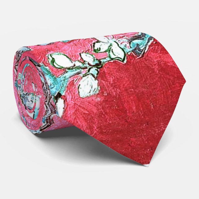 Van Gogh Almond Blossoms Red blue  Tie (Rolled)