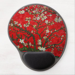 Van Gogh Almond Blossoms Red Gel Mouse Mat