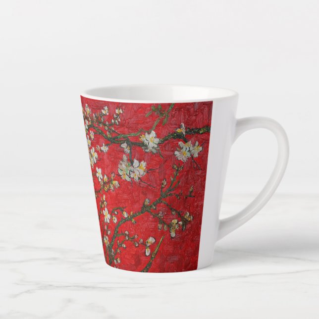 Van Gogh Almond Blossoms Red Latte Mug (Right)