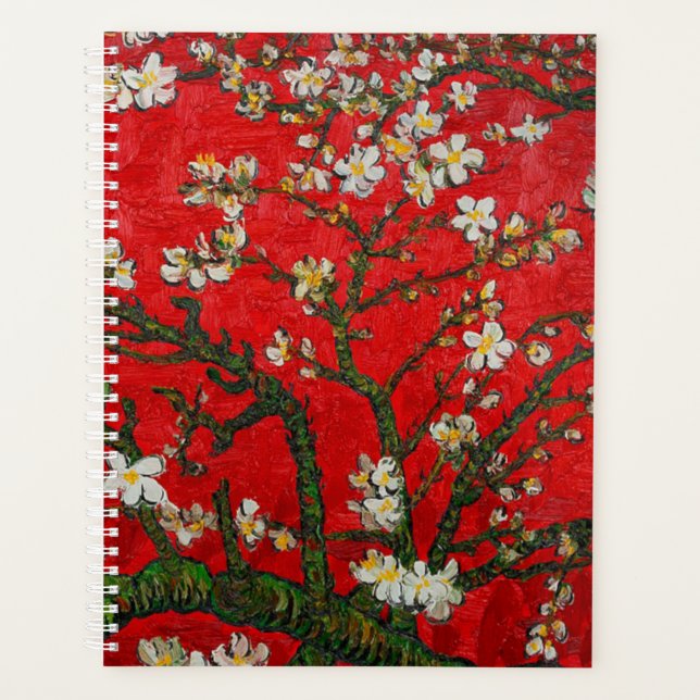 Van Gogh Almond Blossoms Red Planner (Front)
