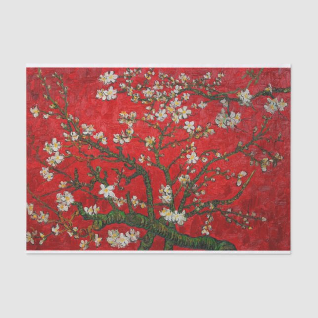 Van Gogh Almond Blossoms Red Tissue Paper (Front)