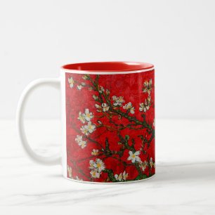 Van Gogh Almond Blossoms Red Two-Tone Coffee Mug