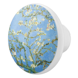 Van Gogh Almond Blossoms, Sky Blue Ceramic Knob