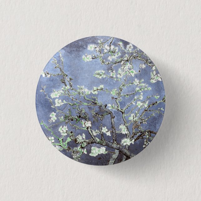 Van Gogh Almond Blossoms Steel Blue 3 Cm Round Badge (Front)