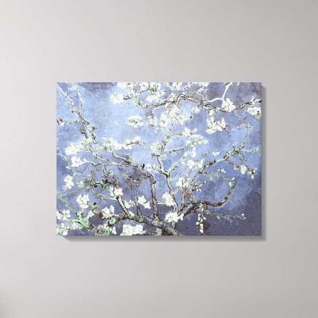 Van Gogh Almond Blossoms Steel Blue Canvas Print (Front)