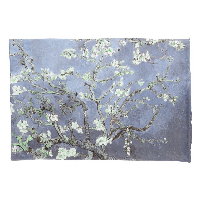 Van Gogh Almond Blossoms Steel Blue Pillowcase (Front)