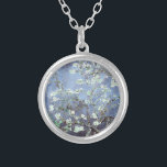 Van Gogh Almond Blossoms Steel Blue Silver Plated Necklace<br><div class="desc">Almond Blossoms by Vincent Van Gogh Steel Blue colour alteration copyright 2sweet4wordsDesigns/ PureVintage Love Experience the enchanting beauty of Vincent Van Gogh's Almond Blossoms on a variety of products for your wedding reception, bridal party, baby shower, and other special events! From paper plates and napkins to wrapping and tissue paper,...</div>