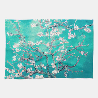 Van Gogh Almond Blossoms Turquoise Tea Towel