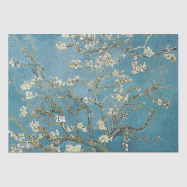 Van Gogh Almond Blossoms Turquoise Tissue Paper (Front)