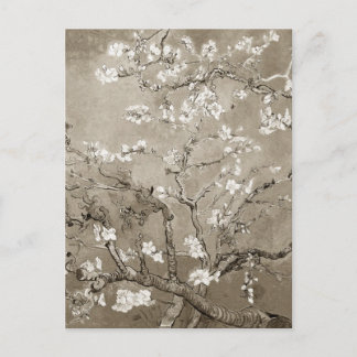 Van Gogh Almond Branches in Bloom - Sepia Postcard