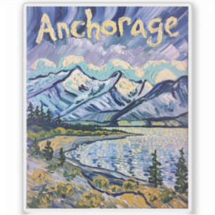 Van Gogh Anchorage Alaska Landscape Vintage Travel