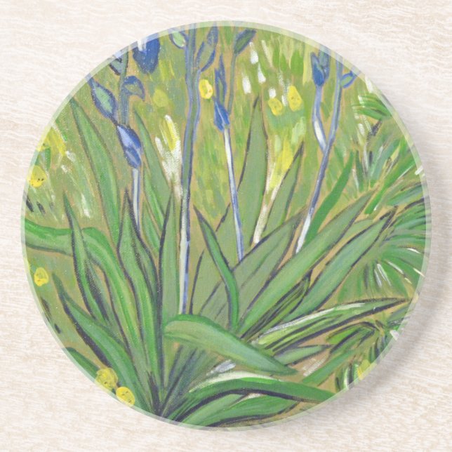 Van Gogh art  Irises, acrylic reproduction Coaster (Front)