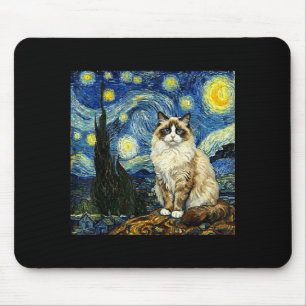 Van Gogh Art Starry Night - Funny Ragdoll Cat Arti Mouse Mat
