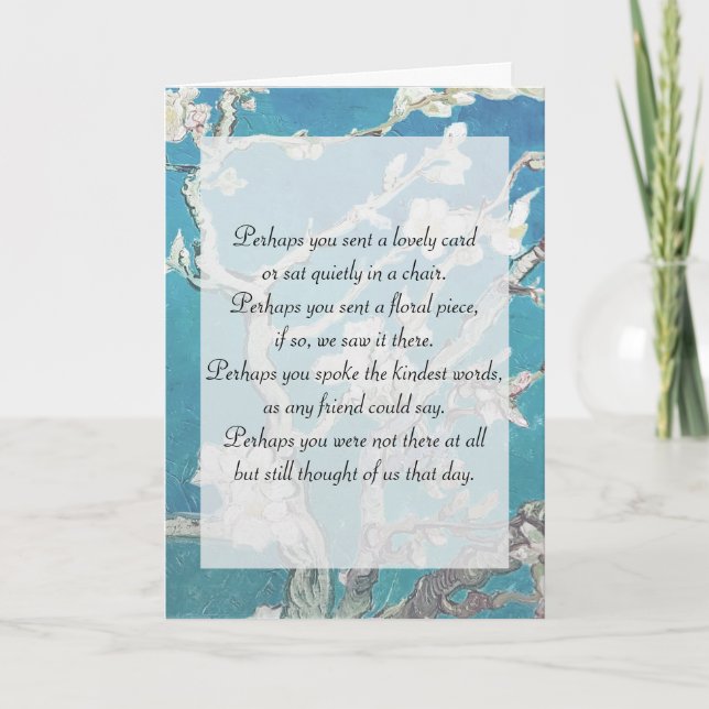 Van Gogh Art Sympathy Thank You from Family Card (Front)