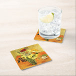 Van Gogh artwork, Japanese Vase with Roses, Square Paper Coaster<br><div class="desc">Japanese Vase with Roses and Anemones,  1890 painting by Vincent van Gogh.</div>