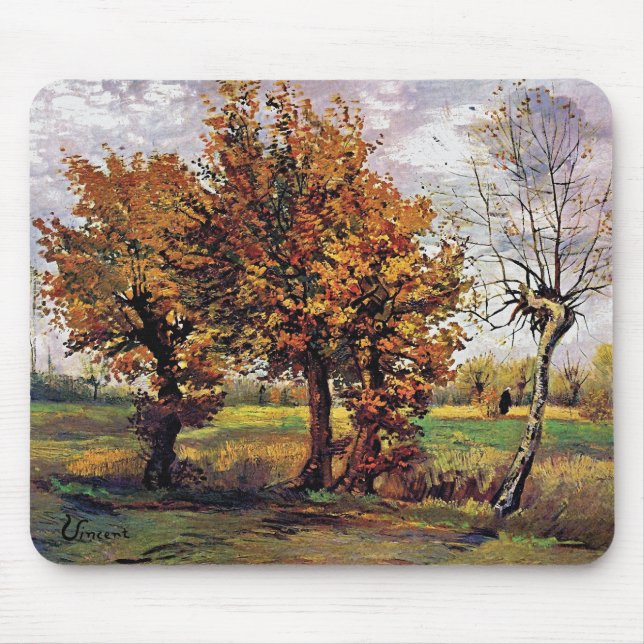 Van Gogh - Autumn Landscape With Four Trees Mouse Mat (Front)
