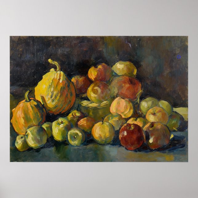 Van Gogh Basket of Apples and Two Pumpkins Poster (Front)