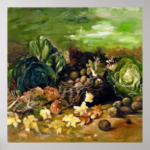 Van Gogh Basket of Potatoes, Leaves, Vegetables  Poster