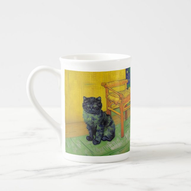 Van Gogh Black Cat Bone China Mug (Left)