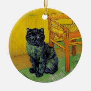 Van Gogh Black Cat Ceramic Tree Decoration