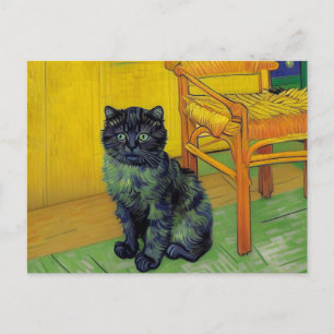 Van Gogh Black Cat Holiday Postcard