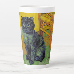 Van Gogh Black Cat Latte Mug