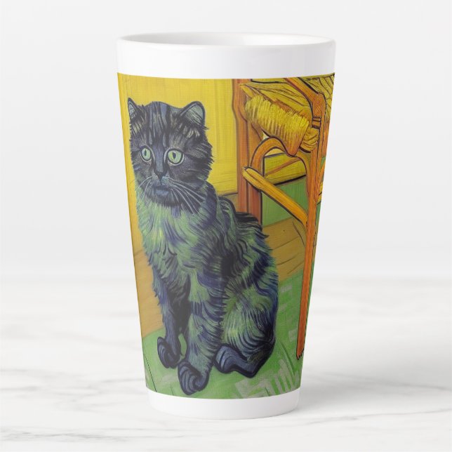Van Gogh Black Cat Latte Mug (Front)